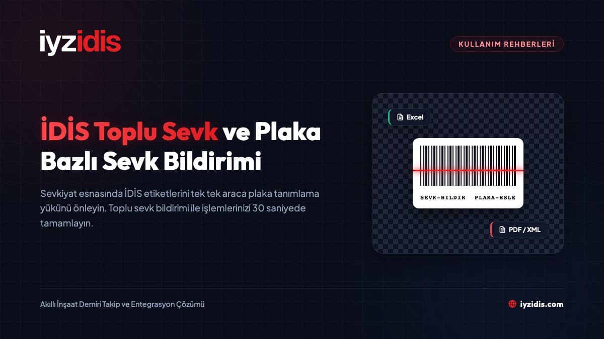 Demir sahasında yükleme yapılan nakliye tırının plakasına, stoktaki onlarca inşaat demiri bağ etiketinin bilgisayar programından tek tıkla plaka bazlı sevk bildirimi olarak atanması.